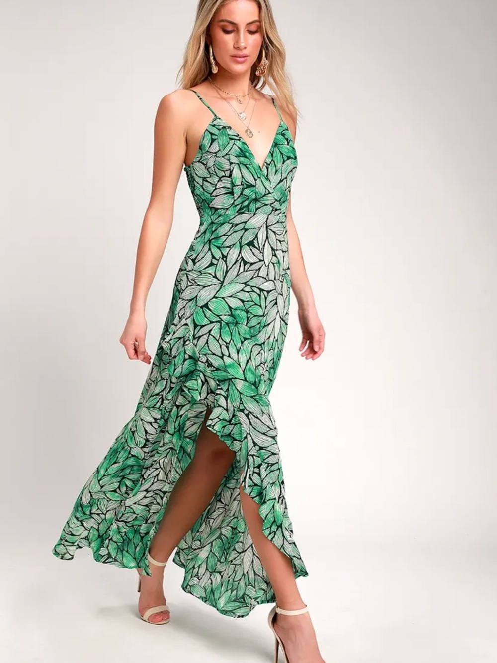 Lulu's Leaf Tropical Maxi Dress